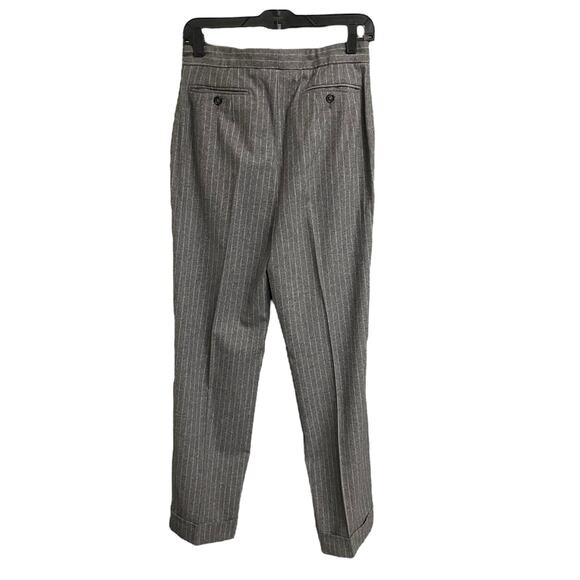 Max Mara Wool Blend Gray Pinstripe Pleated Cuffed Trouser Pants Womens US 2 - Picture 4 of 8